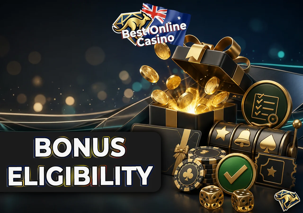 Bonus offers with gift box, voucher, free spins and terms-check visuals